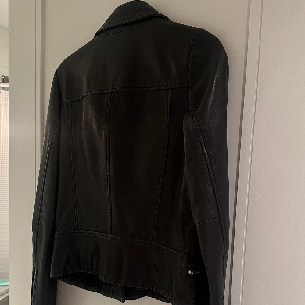 AllSaints Bales Leather Jacket - Size 6 - Picture 5 of 5